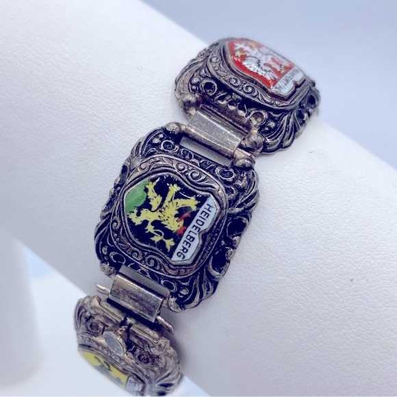 Vintage German Cities Coat Of Arms Silver Link Detailed Bracelet Size 6 3/4” - Picture 8 of 8